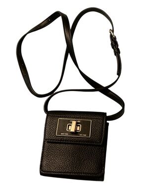 Calvin Klein Black Leather Crossbody Phone Bag